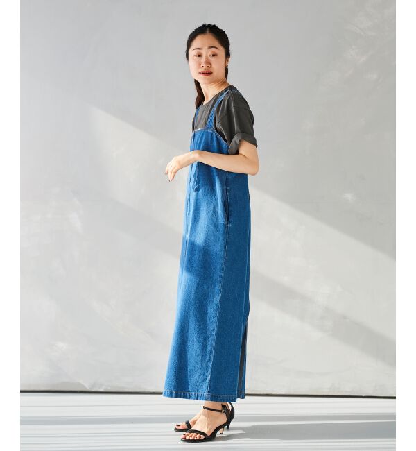 le.coeur blanc「フロントジップデニムジャンスカ」|ジャンパースカート|