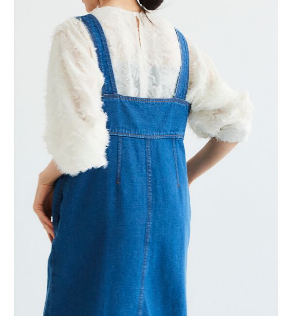 le.coeur blanc「フロントジップデニムジャンスカ」|ジャンパースカート|