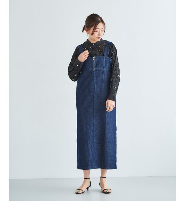 le.coeur blanc「フロントジップデニムジャンスカ」|ジャンパースカート|