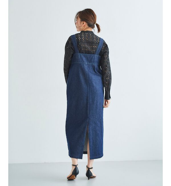 le.coeur blanc「フロントジップデニムジャンスカ」|ジャンパースカート|