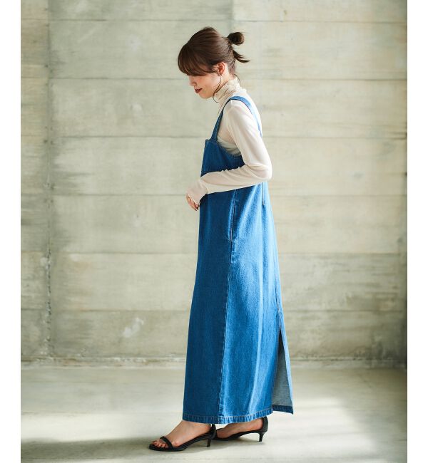 le.coeur blanc「フロントジップデニムジャンスカ」|ジャンパースカート|