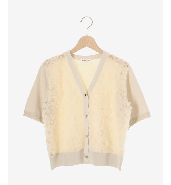  「チュール刺繍ハーフスリーブカーディガン」|カーディガン|