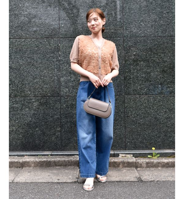  「チュール刺繍ハーフスリーブカーディガン」|カーディガン|