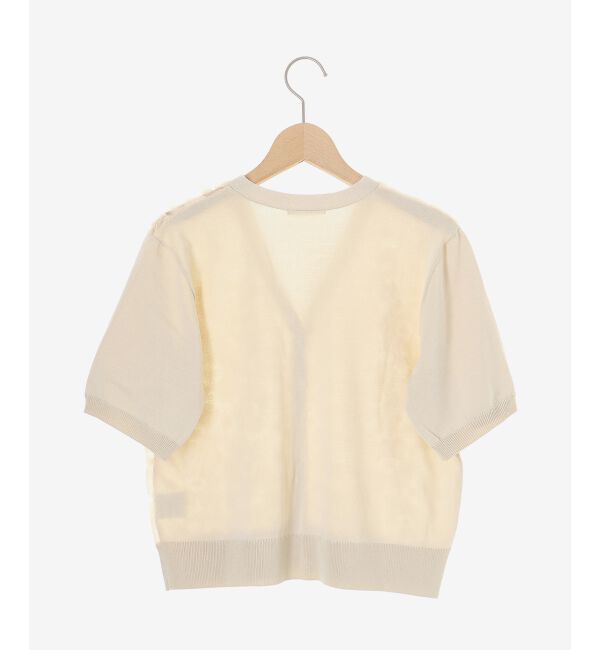  「チュール刺繍ハーフスリーブカーディガン」|カーディガン|