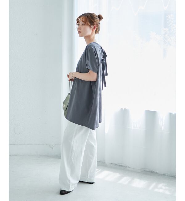  「《WEB限定アイテム》バックリボンデザイントップス」|Tシャツ・カットソー|