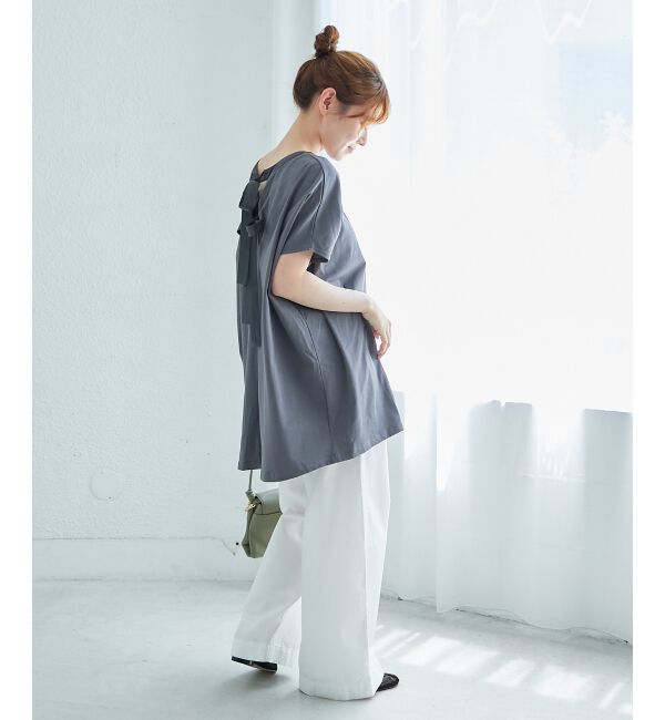  「《WEB限定アイテム》バックリボンデザイントップス」|Tシャツ・カットソー|