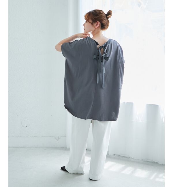  「《WEB限定アイテム》バックリボンデザイントップス」|Tシャツ・カットソー|