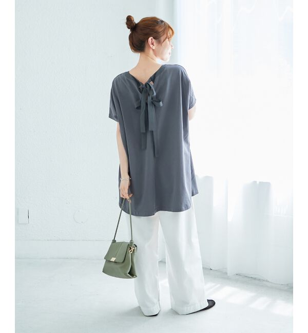  「《WEB限定アイテム》バックリボンデザイントップス」|Tシャツ・カットソー|