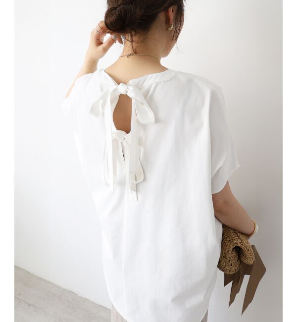  「《WEB限定アイテム》バックリボンデザイントップス」|Tシャツ・カットソー|