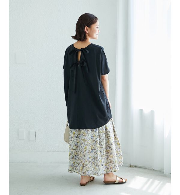  「《WEB限定アイテム》バックリボンデザイントップス」|Tシャツ・カットソー|