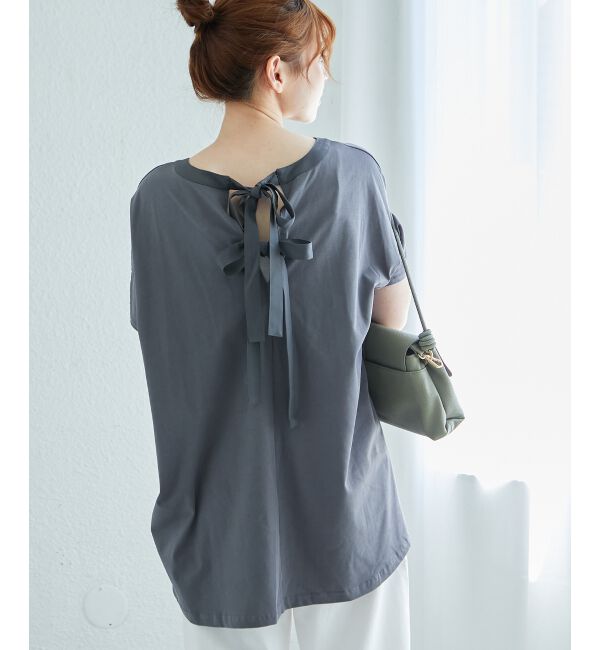  「《WEB限定アイテム》バックリボンデザイントップス」|Tシャツ・カットソー|