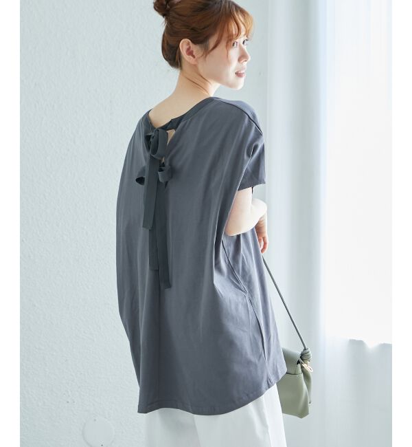  「《WEB限定アイテム》バックリボンデザイントップス」|Tシャツ・カットソー|