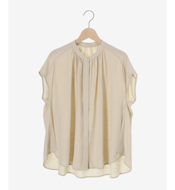  「《手洗い可能》T/R追撚フレンチスリーブブラウス」|シャツ・ブラウス|