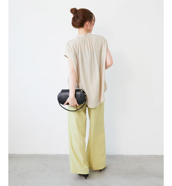  「《手洗い可能》T/R追撚フレンチスリーブブラウス」|シャツ・ブラウス|