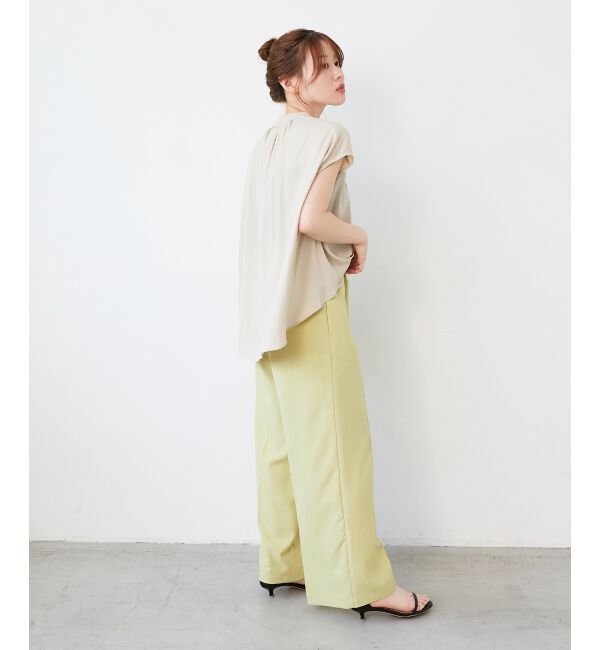  「《手洗い可能》T/R追撚フレンチスリーブブラウス」|シャツ・ブラウス|