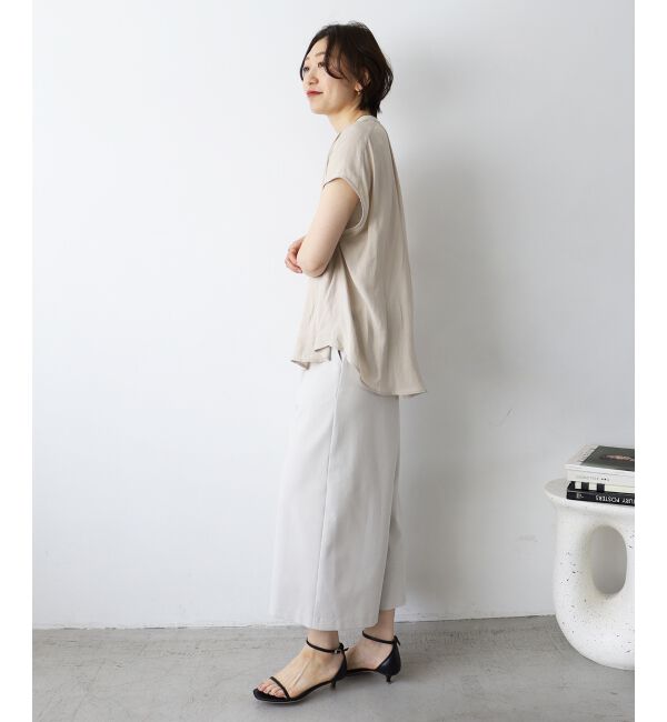  「《手洗い可能》T/R追撚フレンチスリーブブラウス」|シャツ・ブラウス|