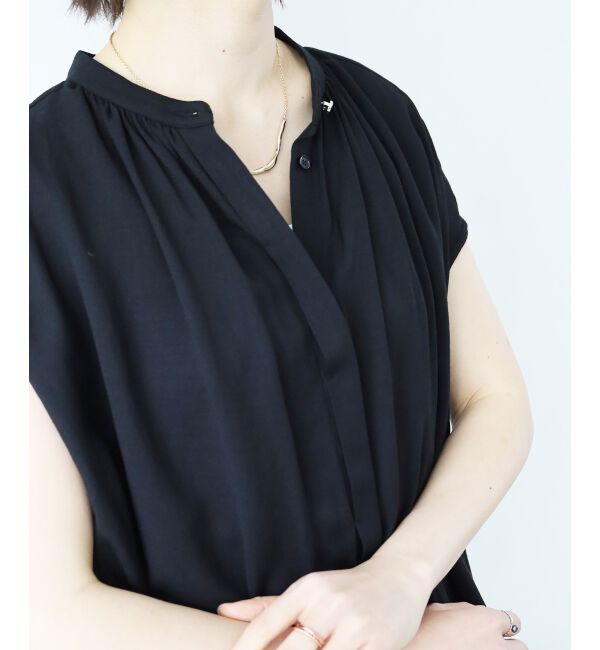  「《手洗い可能》T/R追撚フレンチスリーブブラウス」|シャツ・ブラウス|