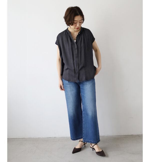  「《手洗い可能》T/R追撚フレンチスリーブブラウス」|シャツ・ブラウス|