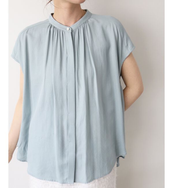  「《手洗い可能》T/R追撚フレンチスリーブブラウス」|シャツ・ブラウス|