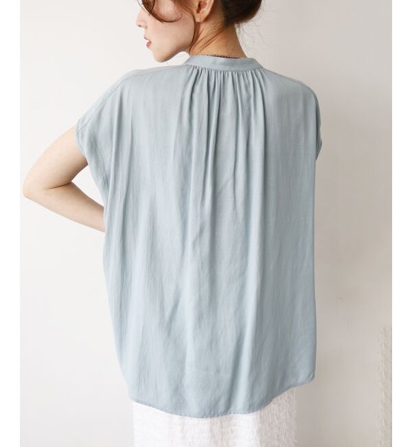  「《手洗い可能》T/R追撚フレンチスリーブブラウス」|シャツ・ブラウス|