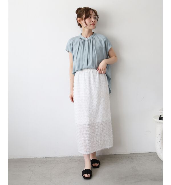  「《手洗い可能》T/R追撚フレンチスリーブブラウス」|シャツ・ブラウス|