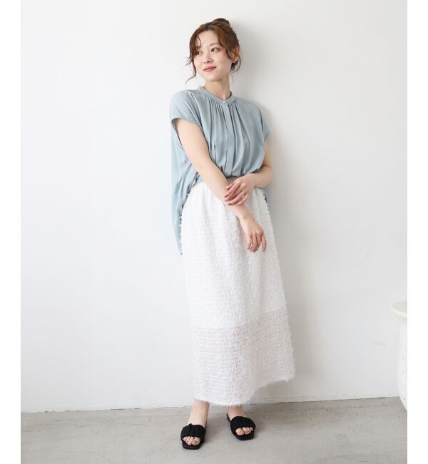  「《手洗い可能》T/R追撚フレンチスリーブブラウス」|シャツ・ブラウス|