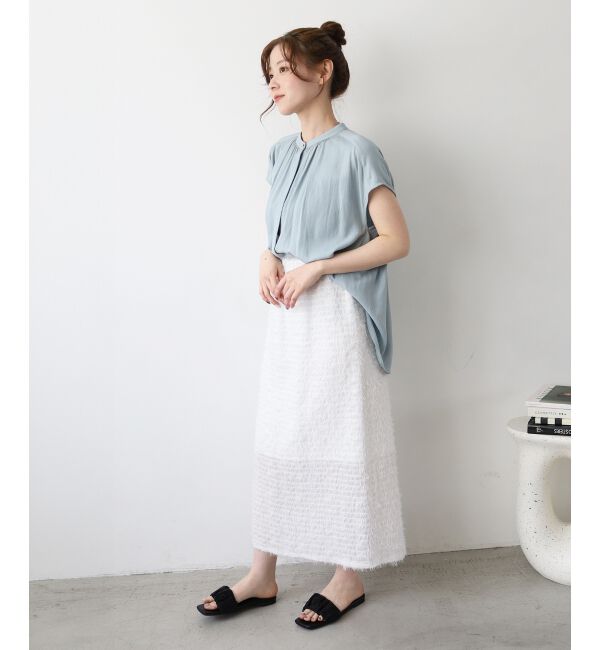  「《手洗い可能》T/R追撚フレンチスリーブブラウス」|シャツ・ブラウス|