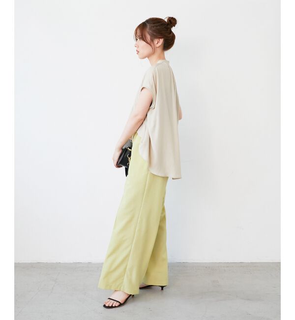  「《手洗い可能》T/R追撚フレンチスリーブブラウス」|シャツ・ブラウス|