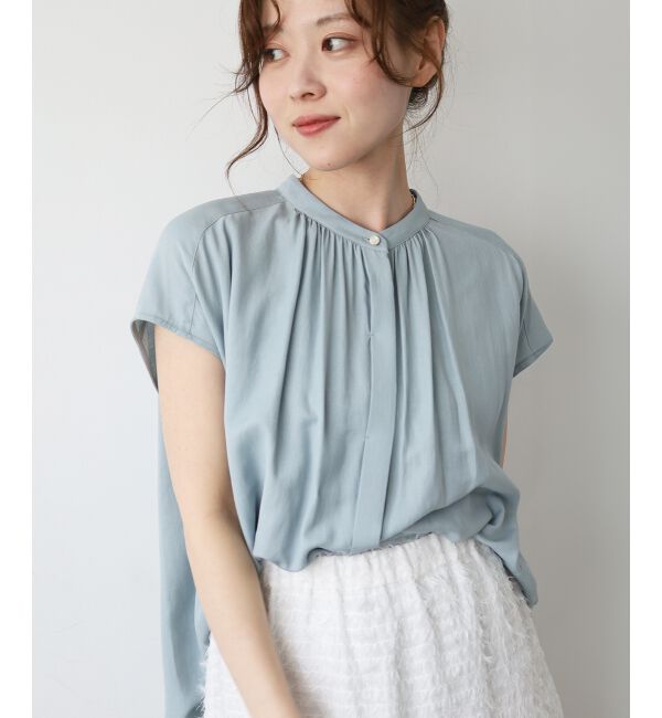  「《手洗い可能》T/R追撚フレンチスリーブブラウス」|シャツ・ブラウス|ミント