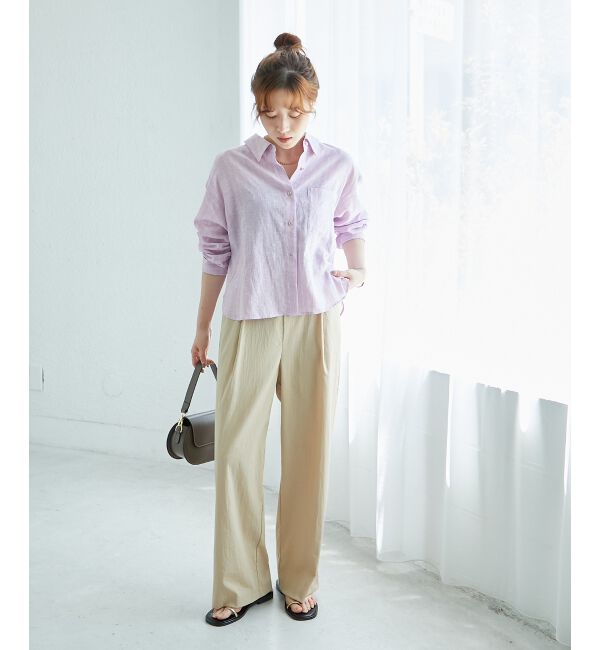  「《手洗い可能》RNストレッチセミワイドタックパンツ」|その他|