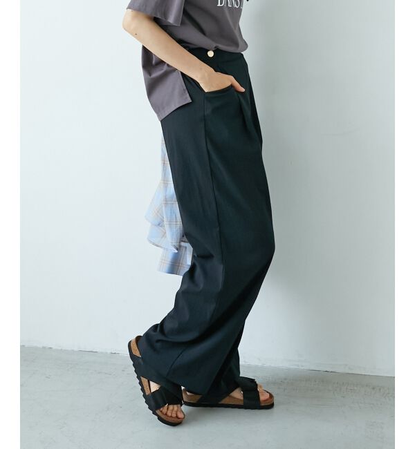  「《手洗い可能》RNストレッチセミワイドタックパンツ」|その他|