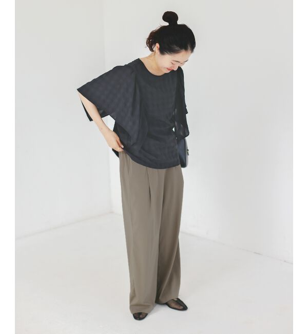  「《手洗い可能》RNストレッチセミワイドタックパンツ」|その他|