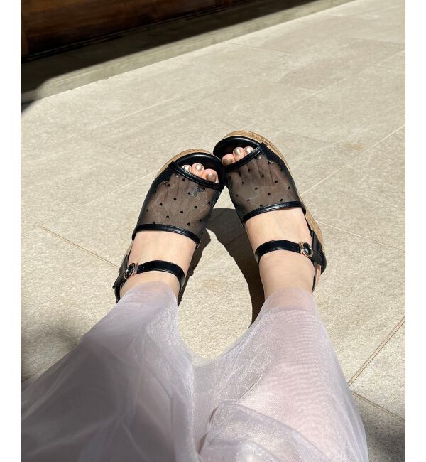  「エンブロイダリーチュールサンダル」|サンダル|