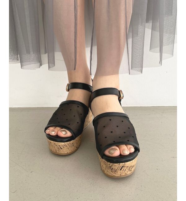  「エンブロイダリーチュールサンダル」|サンダル|