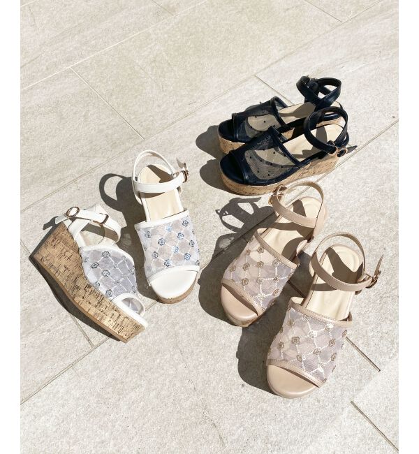  「エンブロイダリーチュールサンダル」|サンダル|