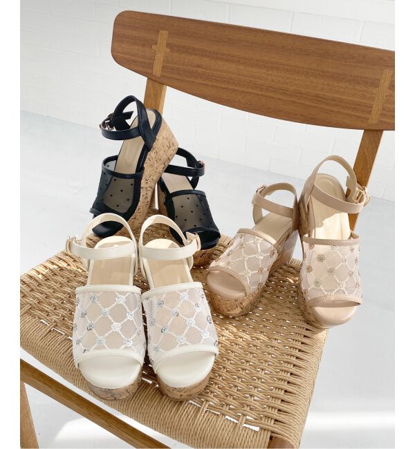  「エンブロイダリーチュールサンダル」|サンダル|