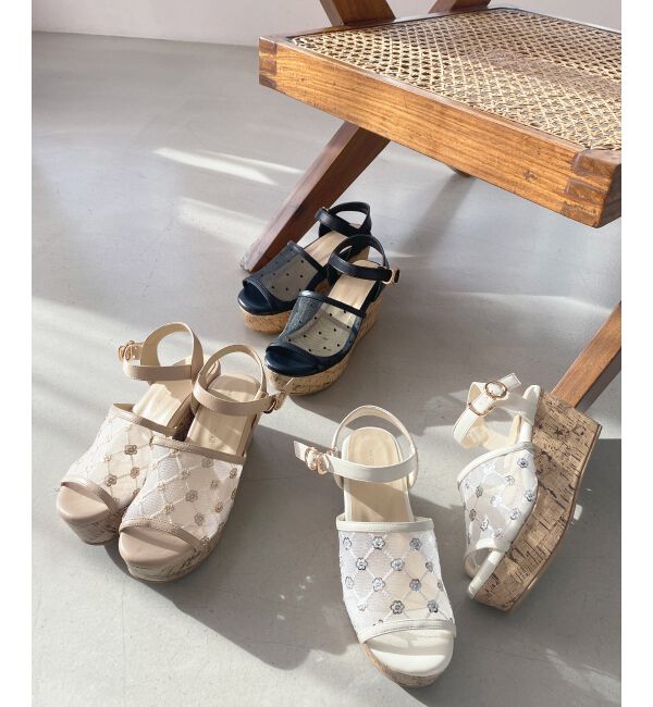  「エンブロイダリーチュールサンダル」|サンダル|