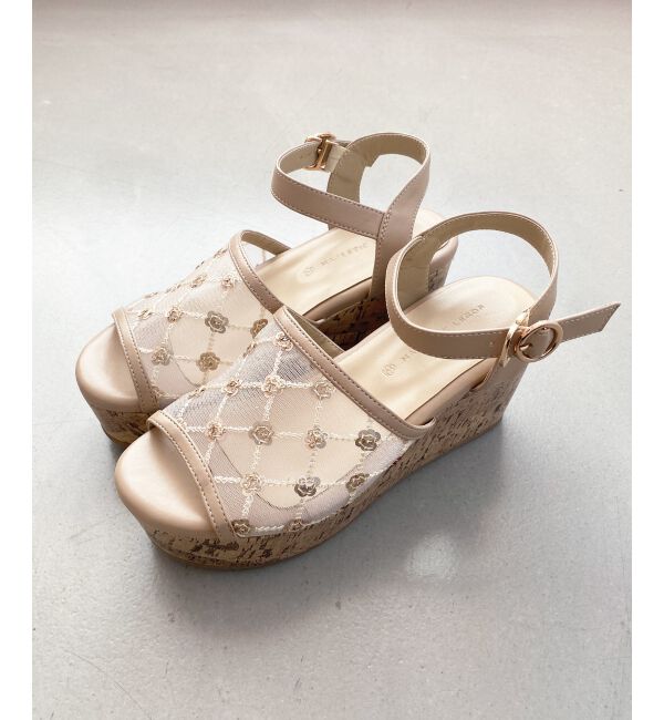  「エンブロイダリーチュールサンダル」|サンダル|