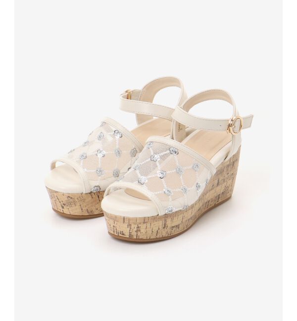  「エンブロイダリーチュールサンダル」|サンダル|