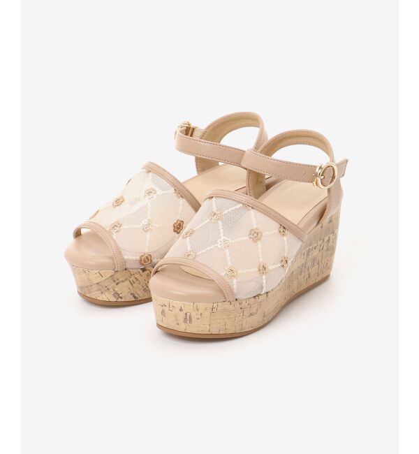  「エンブロイダリーチュールサンダル」|サンダル|