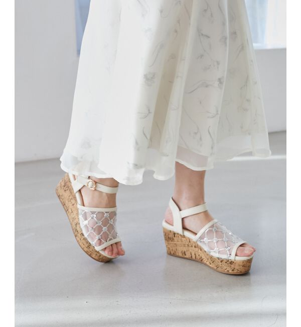  「エンブロイダリーチュールサンダル」|サンダル|