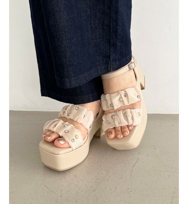 MAJESTICLEGON「シアービジュー厚底サンダル」|サンダル|