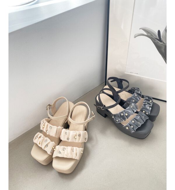 MAJESTICLEGON「シアービジュー厚底サンダル」|サンダル|