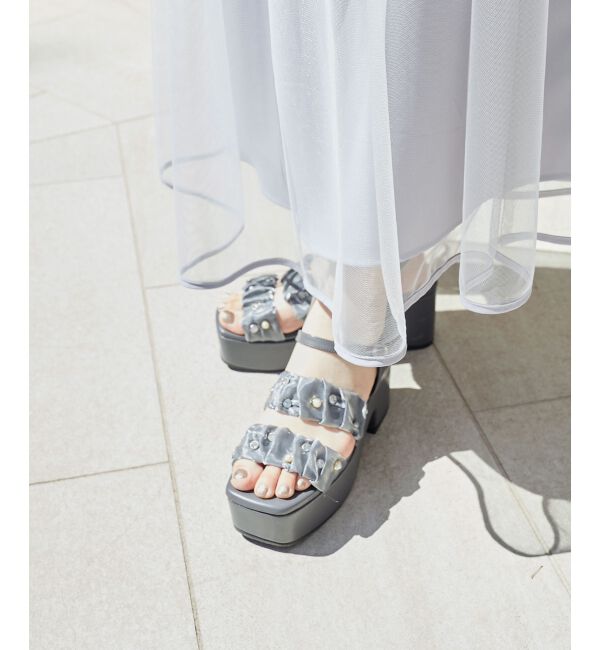 MAJESTICLEGON「シアービジュー厚底サンダル」|サンダル|