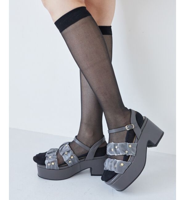 MAJESTICLEGON「シアービジュー厚底サンダル」|サンダル|