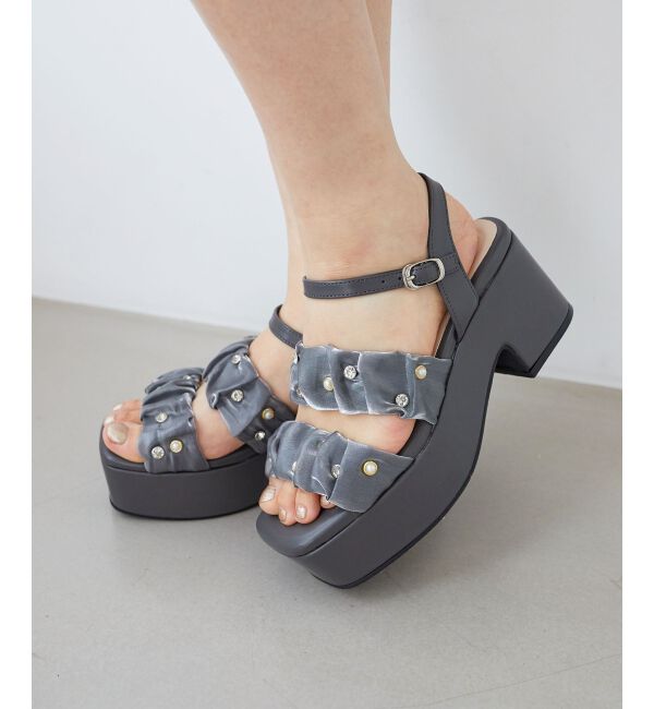 MAJESTICLEGON「シアービジュー厚底サンダル」|サンダル|