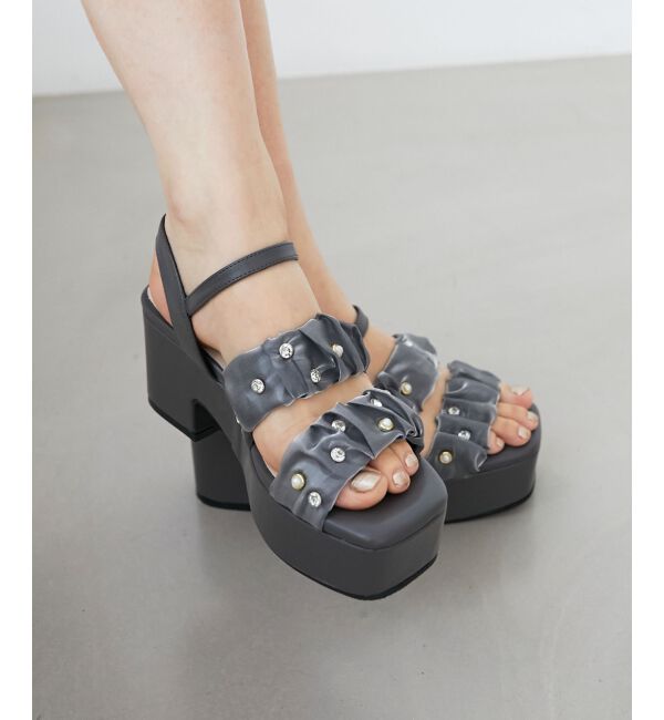 MAJESTICLEGON「シアービジュー厚底サンダル」|サンダル|