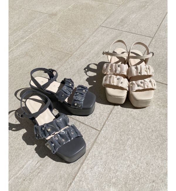 MAJESTICLEGON「シアービジュー厚底サンダル」|サンダル|Ｃ／グレー