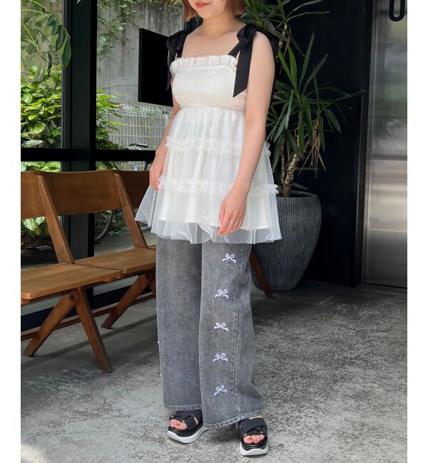 MAJESTICLEGON「マルチway肩リボンチュールビスチェ」|キャミソール|