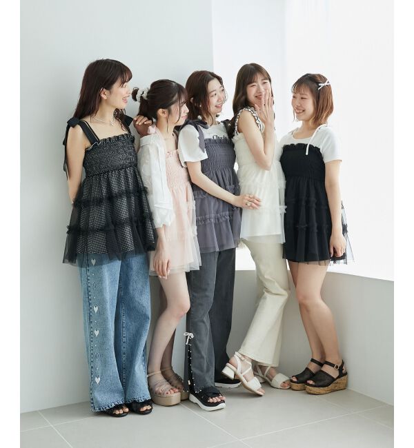 MAJESTICLEGON「マルチway肩リボンチュールビスチェ」|キャミソール|